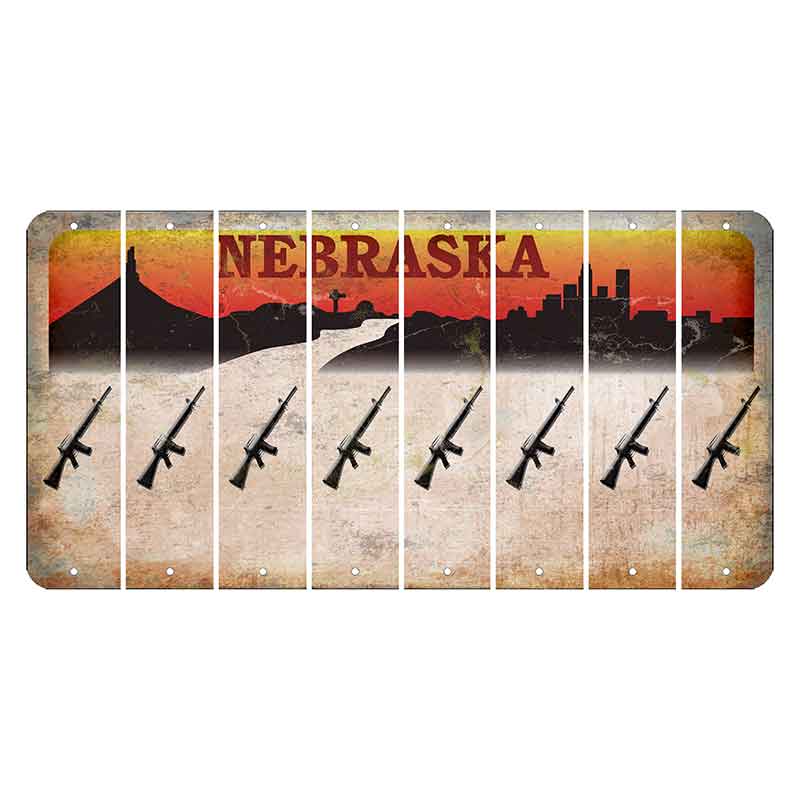 Nebraska Chimney Rock and Skyline Cut License Plate Strips (Set of 8) Rifle