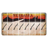 Nebraska Chimney Rock and Skyline Cut License Plate Strips (Set of 8) Shotgun