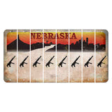 Nebraska Chimney Rock and Skyline Cut License Plate Strips (Set of 8) Submachine Gun