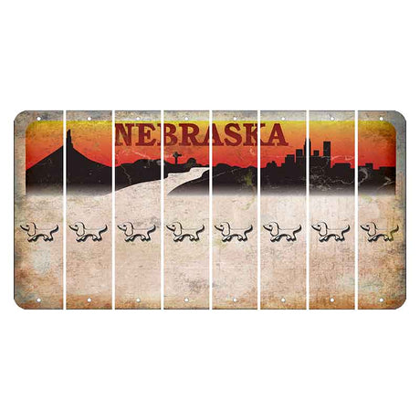 Nebraska Chimney Rock and Skyline Cut License Plate Strips (Set of 8) Dog