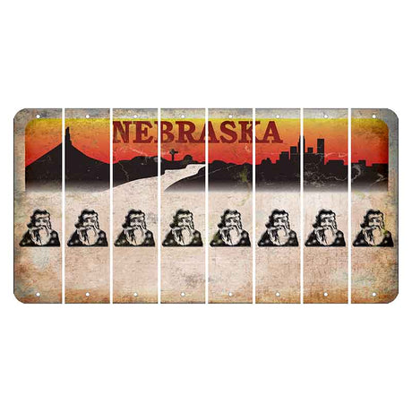 Nebraska Chimney Rock and Skyline Cut License Plate Strips (Set of 8) Santa Claus