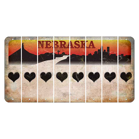 Nebraska Chimney Rock and Skyline Cut License Plate Strips (Set of 8) Heart