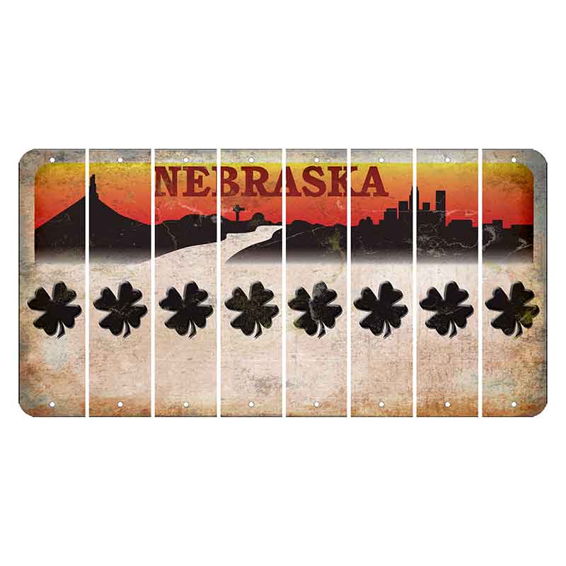 Nebraska Chimney Rock and Skyline Cut License Plate Strips (Set of 8) Shamrock