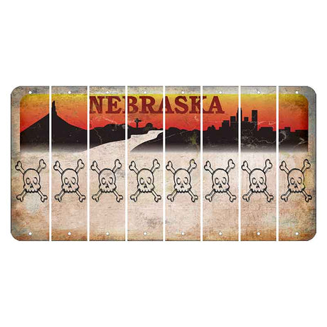 Nebraska Chimney Rock and Skyline Cut License Plate Strips (Set of 8) Skull & Bones