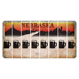 Nebraska Chimney Rock and Skyline Cut License Plate Strips (Set of 8) Beer Mug