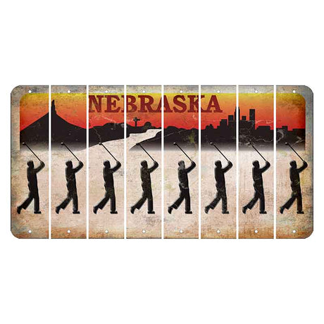 Nebraska Chimney Rock and Skyline Cut License Plate Strips (Set of 8) Male Golfer