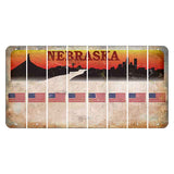 Nebraska Chimney Rock and Skyline Cut License Plate Strips (Set of 8) American Flag