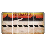 Nebraska Chimney Rock and Skyline Cut License Plate Strips (Set of 8) State Silhouette