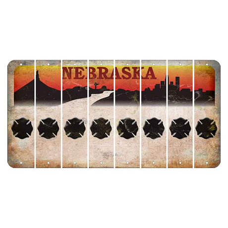 Nebraska Chimney Rock and Skyline Cut License Plate Strips (Set of 8) Fire Badge