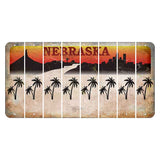 Nebraska Chimney Rock and Skyline Cut License Plate Strips (Set of 8) Palm Trees