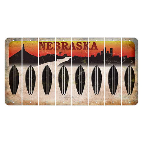 Nebraska Chimney Rock and Skyline Cut License Plate Strips (Set of 8) Surfboard