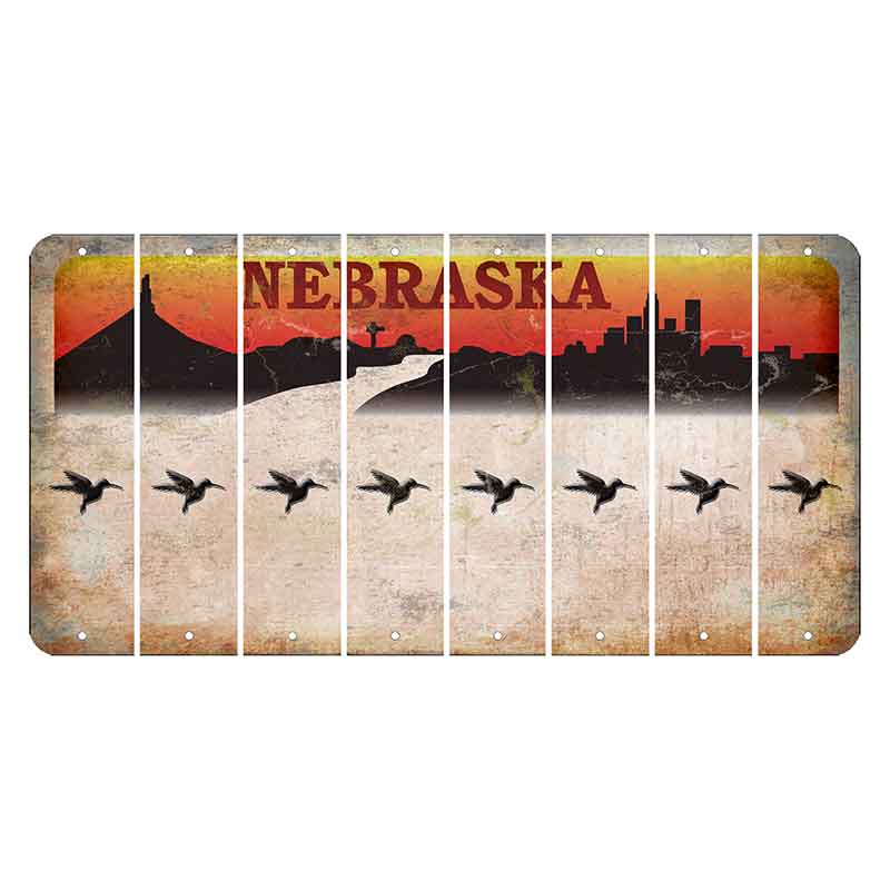 Nebraska Chimney Rock and Skyline Cut License Plate Strips (Set of 8) Hummingbird