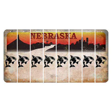 Nebraska Chimney Rock and Skyline Cut License Plate Strips (Set of 8) Whale