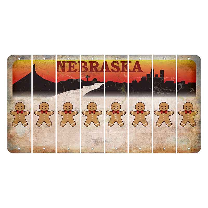 Nebraska Chimney Rock and Skyline Cut License Plate Strips (Set of 8) Gingerbread Man