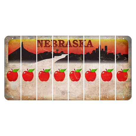 Nebraska Chimney Rock and Skyline Cut License Plate Strips (Set of 8) Apple