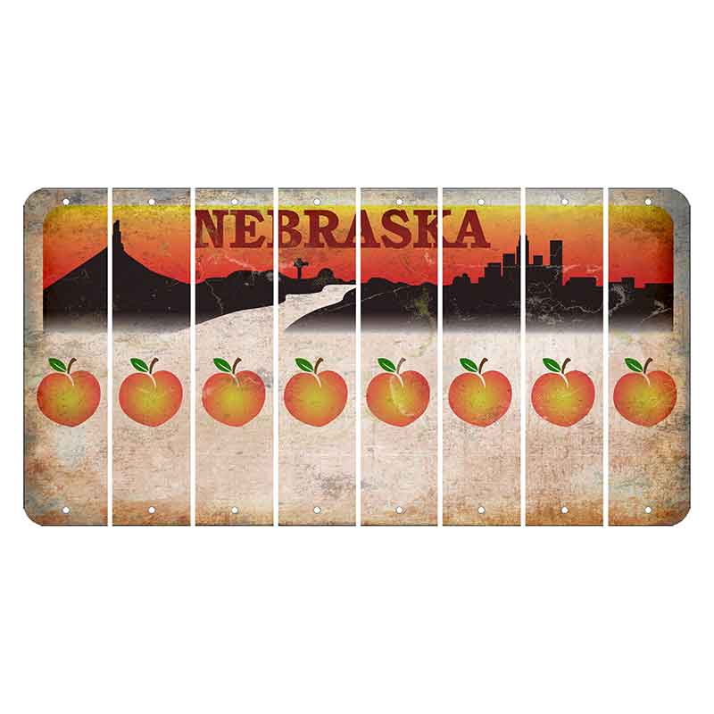 Nebraska Chimney Rock and Skyline Cut License Plate Strips (Set of 8) Peach