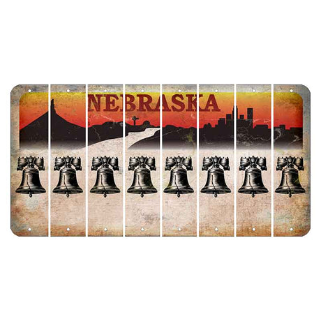 Nebraska Chimney Rock and Skyline Cut License Plate Strips (Set of 8) Liberty Bell