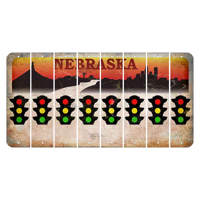 Nebraska Chimney Rock and Skyline Cut License Plate Strips (Set of 8) Traffic Light