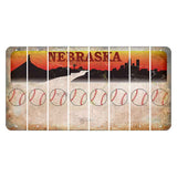 Nebraska Chimney Rock and Skyline Cut License Plate Strips (Set of 8) Baseball