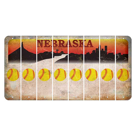 Nebraska Chimney Rock and Skyline Cut License Plate Strips (Set of 8) Softball