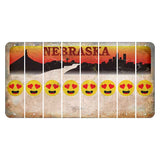 Nebraska Chimney Rock and Skyline Cut License Plate Strips (Set of 8) Emoji - Heart Eyes