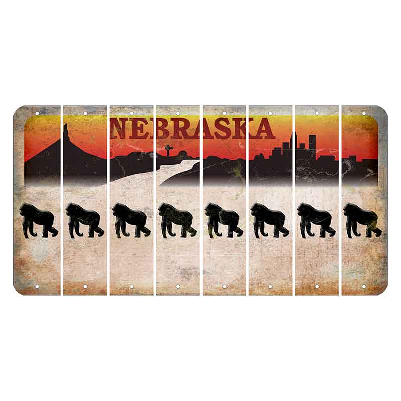 Nebraska Chimney Rock and Skyline Cut License Plate Strips (Set of 8) Gorilla