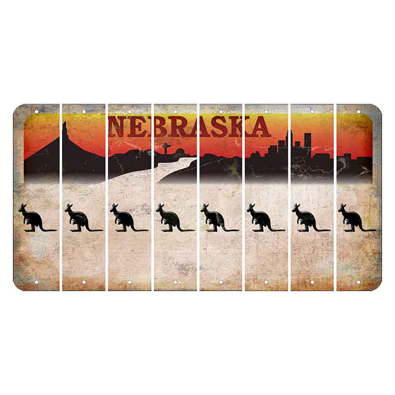 Nebraska Chimney Rock and Skyline Cut License Plate Strips (Set of 8) Kangaroo