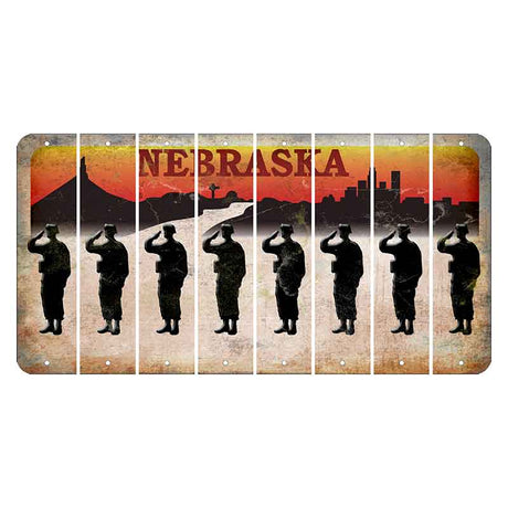 Nebraska Chimney Rock and Skyline Cut License Plate Strips (Set of 8) Soldier - Saluting