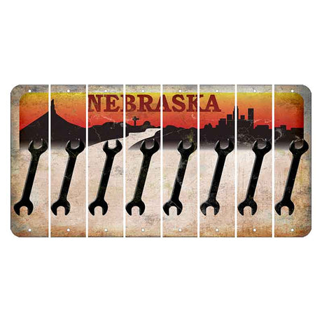 Nebraska Chimney Rock and Skyline Cut License Plate Strips (Set of 8) Wrench