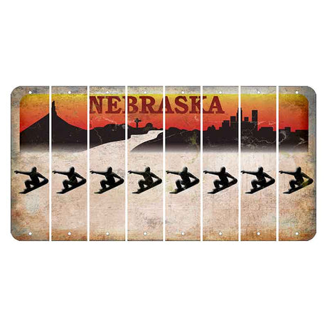 Nebraska Chimney Rock and Skyline Cut License Plate Strips (Set of 8) Snowboarder