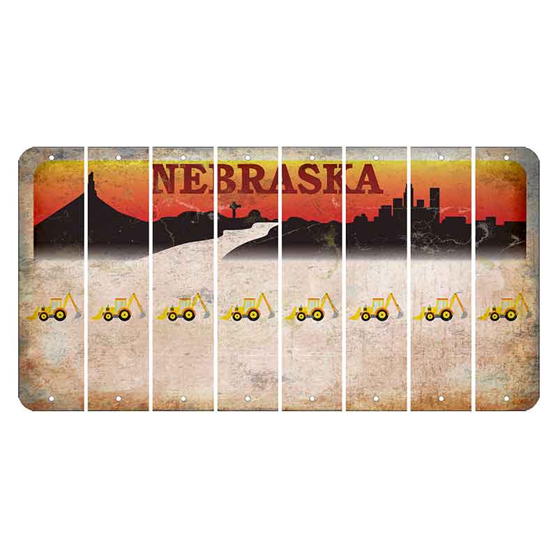 Nebraska Chimney Rock and Skyline Cut License Plate Strips (Set of 8) Backhoe