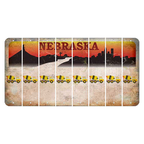 Nebraska Chimney Rock and Skyline Cut License Plate Strips (Set of 8) Cement Truck