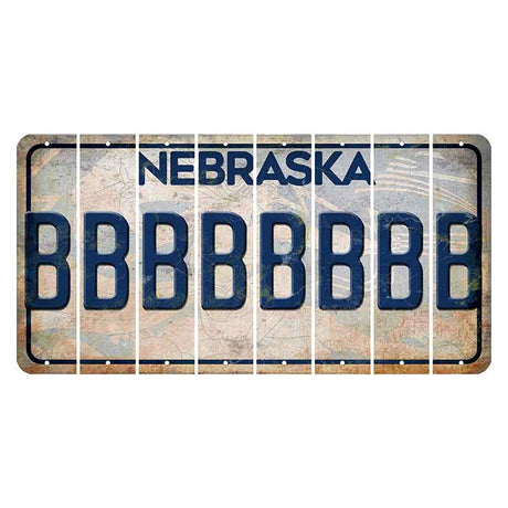 Nebraska Genius of Creative Energy Cut License Plate Strips (Set of 8) B