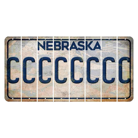 Nebraska Genius of Creative Energy Cut License Plate Strips (Set of 8) C