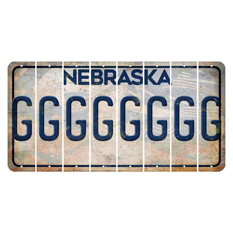 Nebraska Genius of Creative Energy Cut License Plate Strips (Set of 8) G