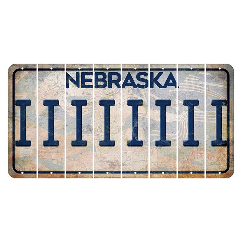 Nebraska Genius of Creative Energy Cut License Plate Strips (Set of 8) I