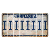 Nebraska Genius of Creative Energy Cut License Plate Strips (Set of 8) I