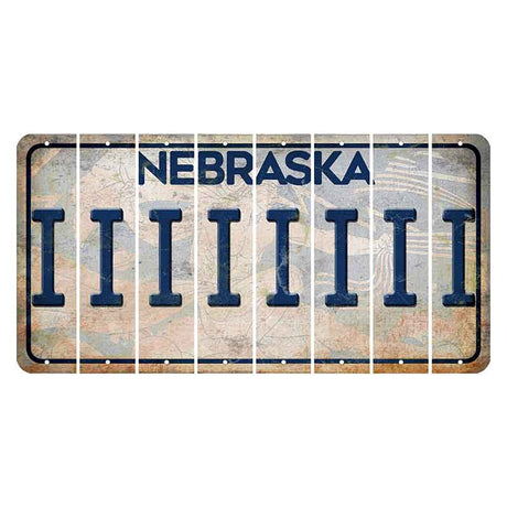 Nebraska Genius of Creative Energy Cut License Plate Strips (Set of 8) I