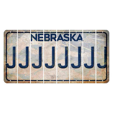 Nebraska Genius of Creative Energy Cut License Plate Strips (Set of 8) J