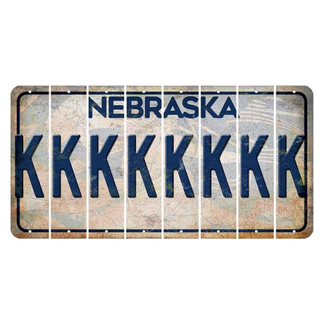 Nebraska Genius of Creative Energy Cut License Plate Strips (Set of 8) K