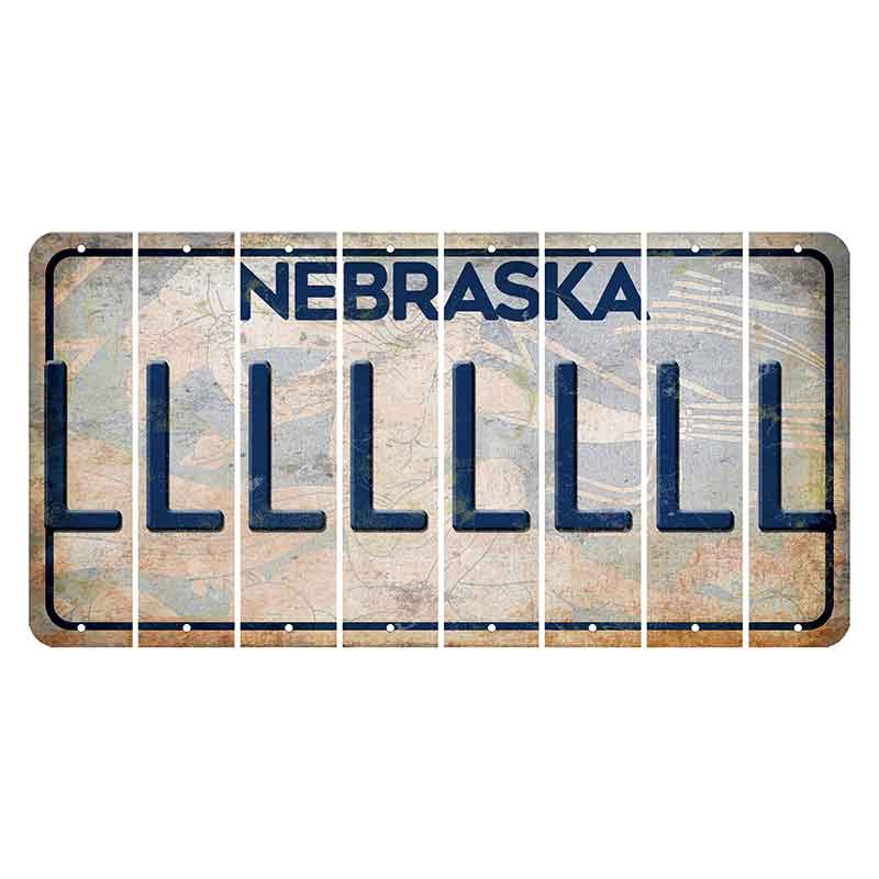 Nebraska Genius of Creative Energy Cut License Plate Strips (Set of 8) L