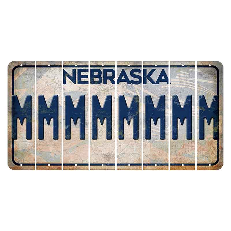 Nebraska Genius of Creative Energy Cut License Plate Strips (Set of 8) M