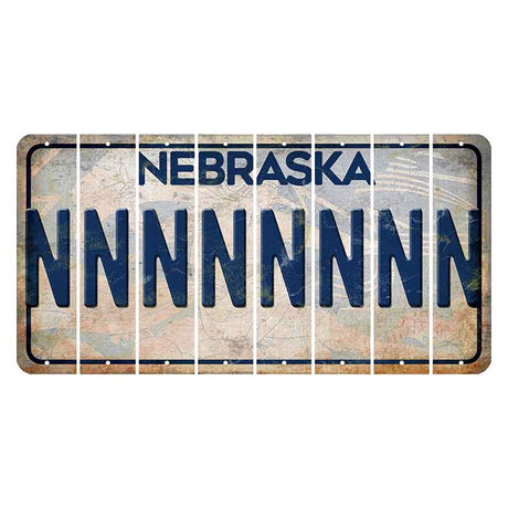 Nebraska Genius of Creative Energy Cut License Plate Strips (Set of 8) N