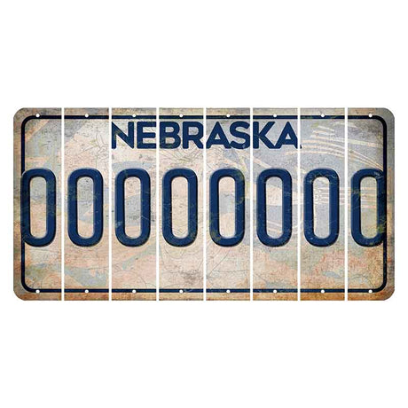 Nebraska Genius of Creative Energy Cut License Plate Strips (Set of 8) O