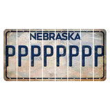 Nebraska Genius of Creative Energy Cut License Plate Strips (Set of 8) P