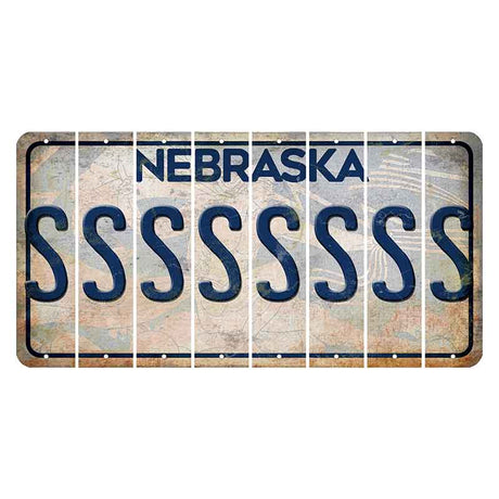 Nebraska Genius of Creative Energy Cut License Plate Strips (Set of 8) S