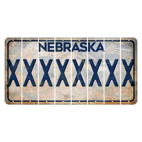 Nebraska Genius of Creative Energy Cut License Plate Strips (Set of 8) X