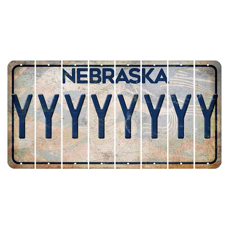 Nebraska Genius of Creative Energy Cut License Plate Strips (Set of 8) Y