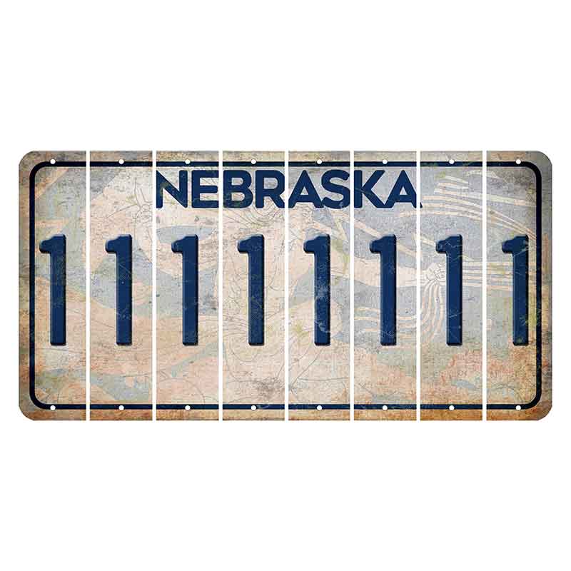 Nebraska Genius of Creative Energy Cut License Plate Strips (Set of 8) 1