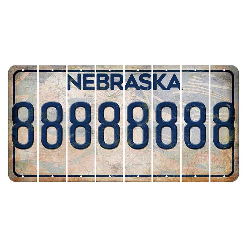 Nebraska Genius of Creative Energy Cut License Plate Strips (Set of 8) 8